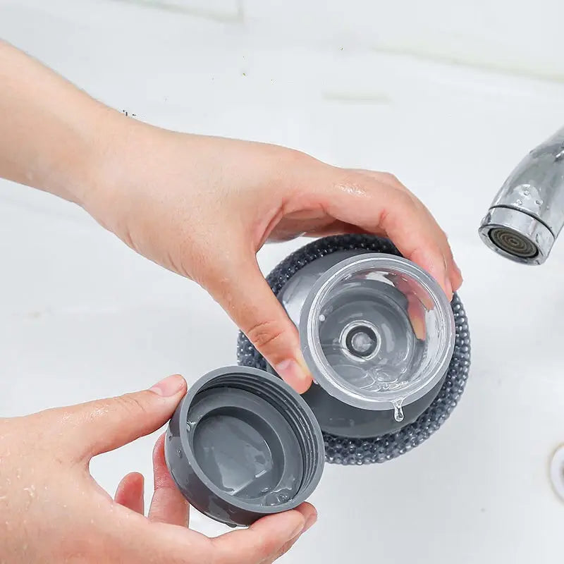 Professional Kitchen Soap Dispensing Palm Brush Cleaner with Push-Type Mechanism for Effective Scrubbing and Detailing