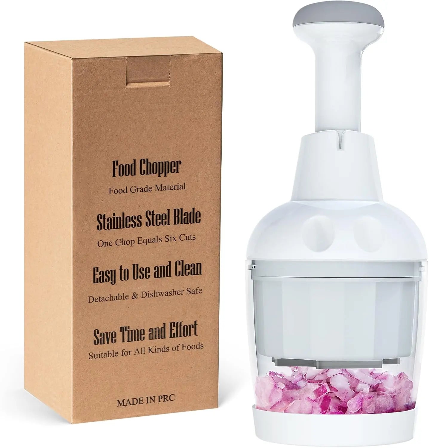 Pampered Chef Multipurpose Food Chopper - Handheld Vegetable, Onion, and Garlic Chopper with Protective Cover