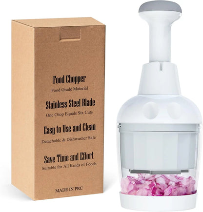 Pampered Chef Multipurpose Food Chopper - Handheld Vegetable, Onion, and Garlic Chopper with Protective Cover