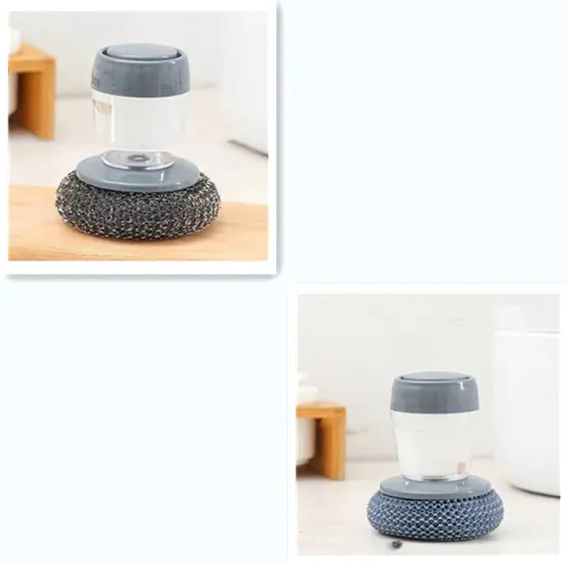 Professional Kitchen Soap Dispensing Palm Brush Cleaner with Push-Type Mechanism for Effective Scrubbing and Detailing