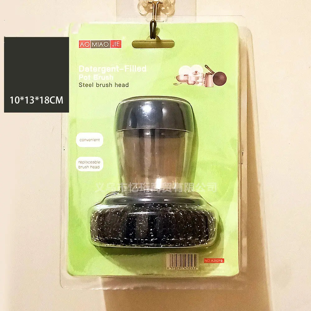 Professional Kitchen Soap Dispensing Palm Brush Cleaner with Push-Type Mechanism for Effective Scrubbing and Detailing