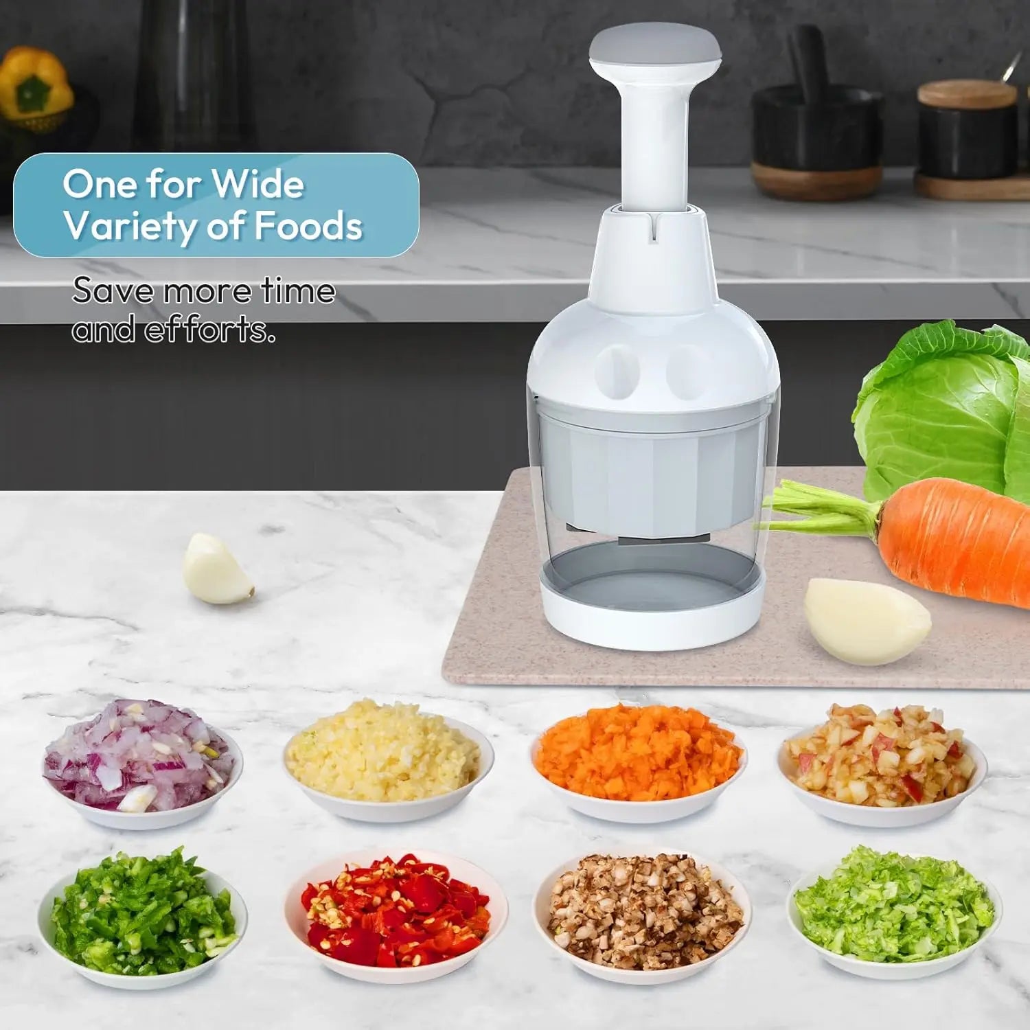 Pampered Chef Multipurpose Food Chopper - Handheld Vegetable, Onion, and Garlic Chopper with Protective Cover