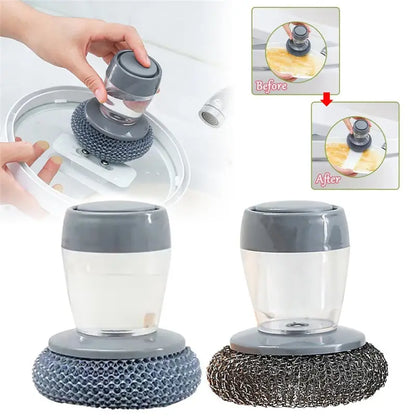 Professional Kitchen Soap Dispensing Palm Brush Cleaner with Push-Type Mechanism for Effective Scrubbing and Detailing