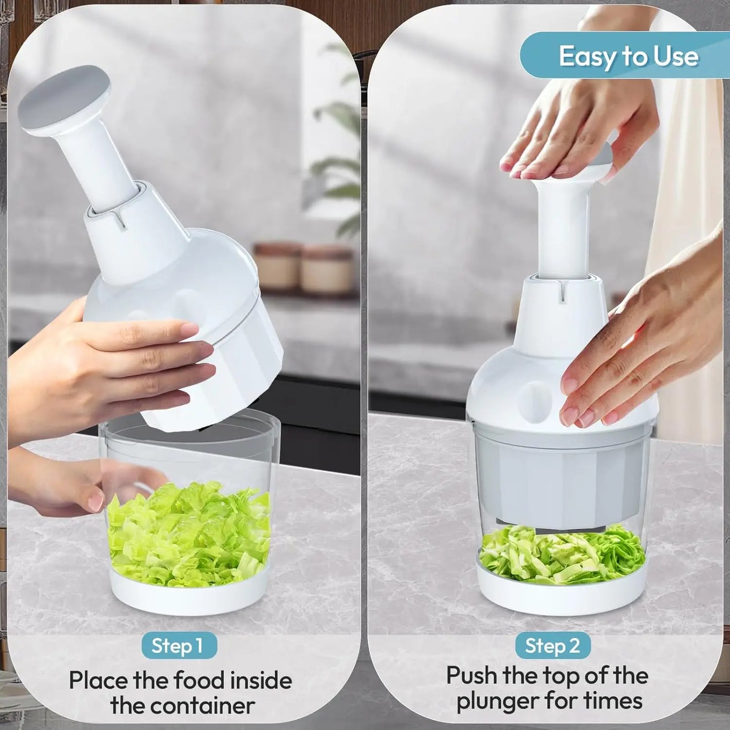 Pampered Chef Multipurpose Food Chopper - Handheld Vegetable, Onion, and Garlic Chopper with Protective Cover
