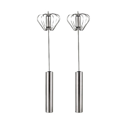 Food-Grade Stainless Steel Hand-Push Rotary Whisk - Semi-Automatic, Rust-Resistant Kitchen Utensil for Coffee and Egg Mixing, Durable Riveted Design, Easy to Clean