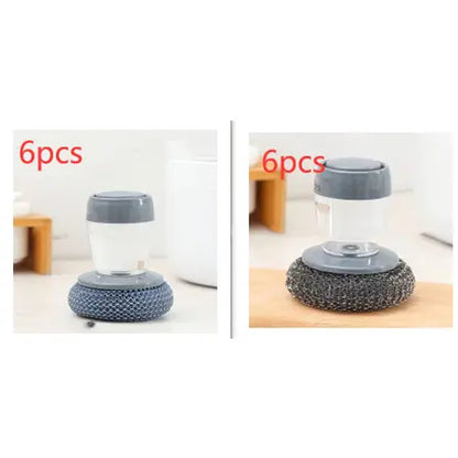 Professional Kitchen Soap Dispensing Palm Brush Cleaner with Push-Type Mechanism for Effective Scrubbing and Detailing