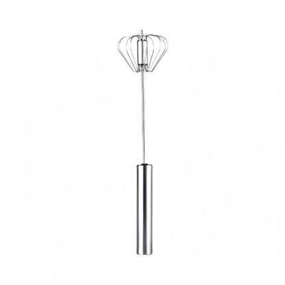 Food-Grade Stainless Steel Hand-Push Rotary Whisk - Semi-Automatic, Rust-Resistant Kitchen Utensil for Coffee and Egg Mixing, Durable Riveted Design, Easy to Clean