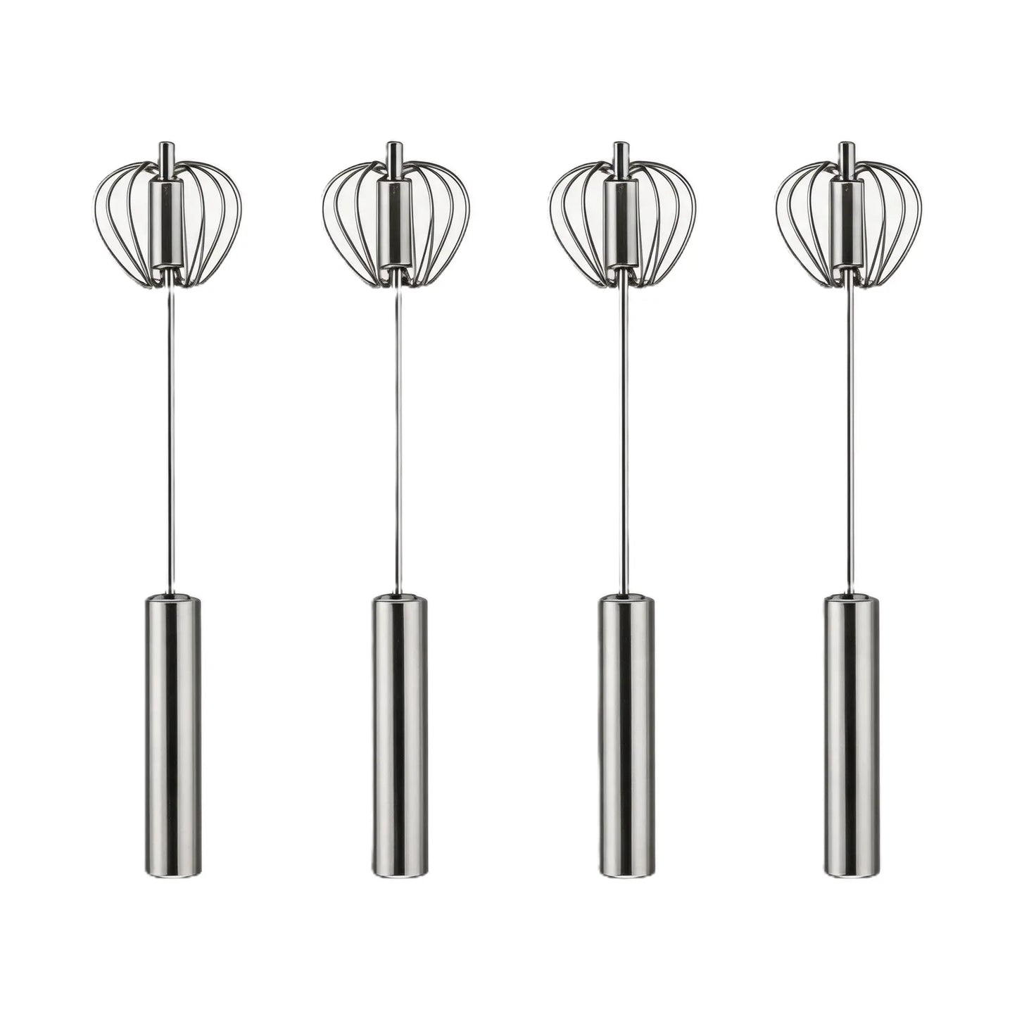 Food-Grade Stainless Steel Hand-Push Rotary Whisk - Semi-Automatic, Rust-Resistant Kitchen Utensil for Coffee and Egg Mixing, Durable Riveted Design, Easy to Clean