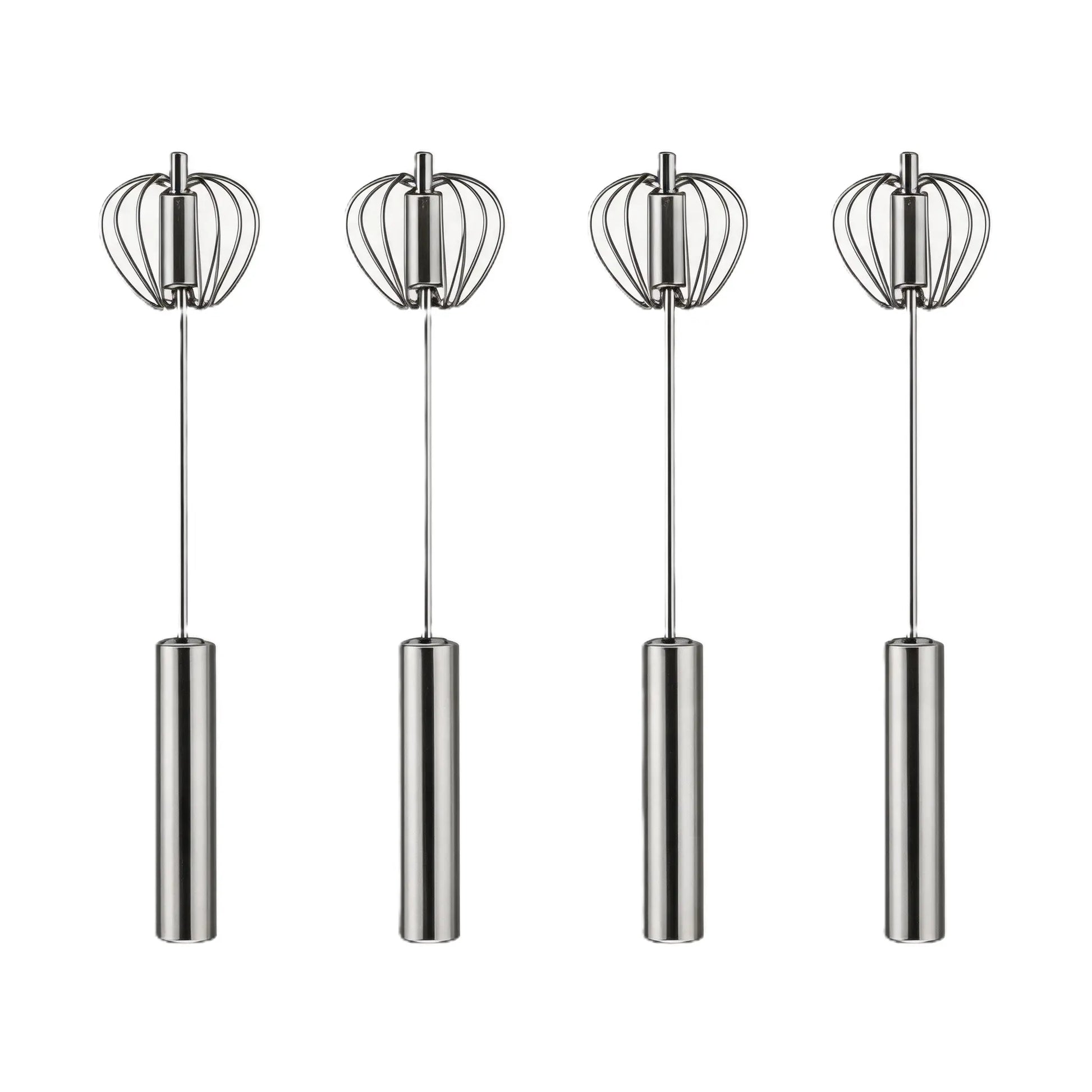 Food-Grade Stainless Steel Hand-Push Rotary Whisk - Semi-Automatic, Rust-Resistant Kitchen Utensil for Coffee and Egg Mixing, Durable Riveted Design, Easy to Clean