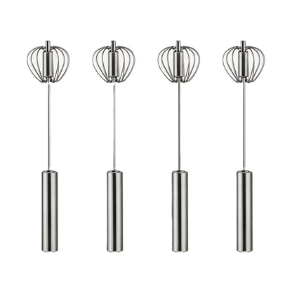 Food-Grade Stainless Steel Hand-Push Rotary Whisk - Semi-Automatic, Rust-Resistant Kitchen Utensil for Coffee and Egg Mixing, Durable Riveted Design, Easy to Clean