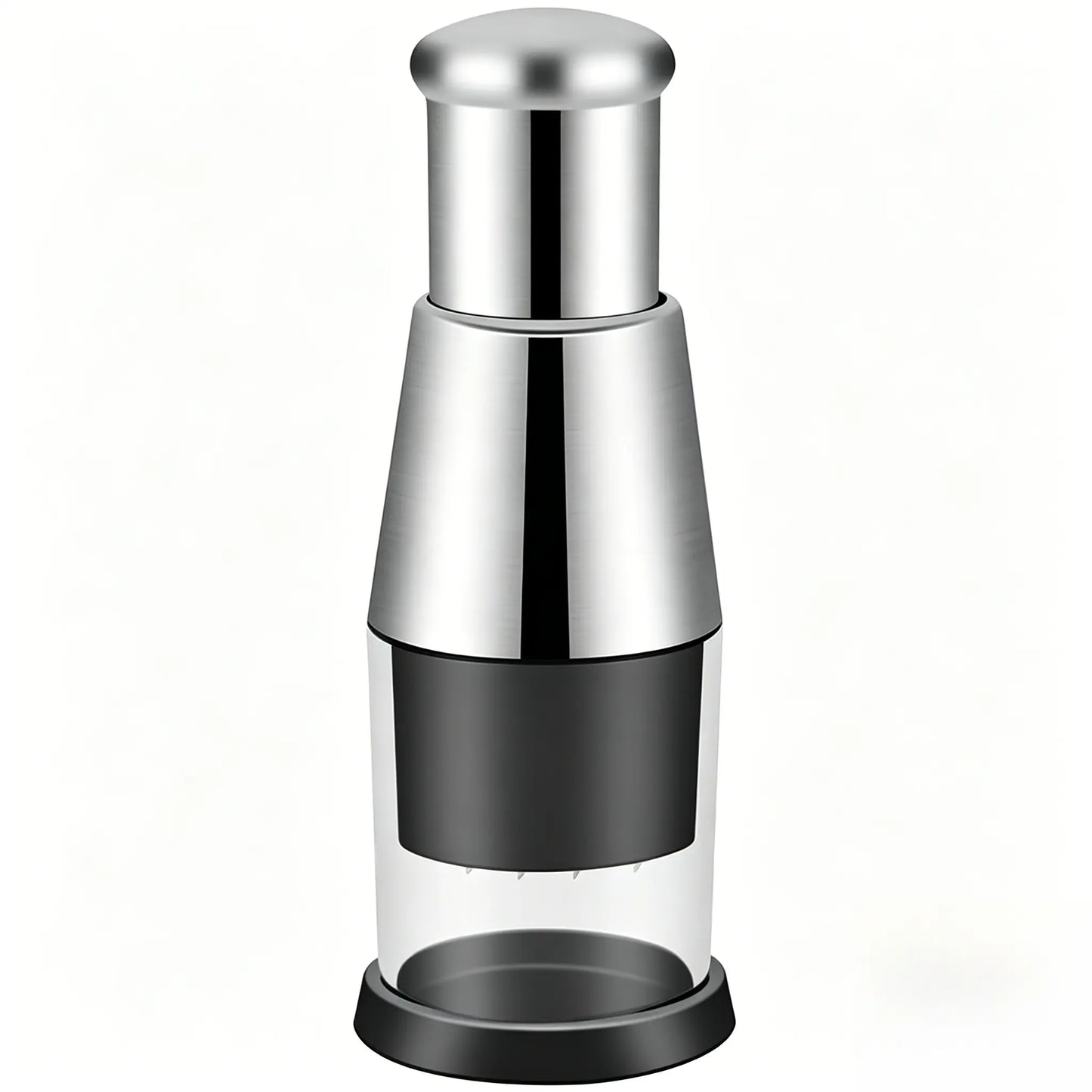 Multifunctional Stainless Steel Garlic and Onion Chopper - Manual Vegetable Cutter with Easy Clean Design, Silver Finish