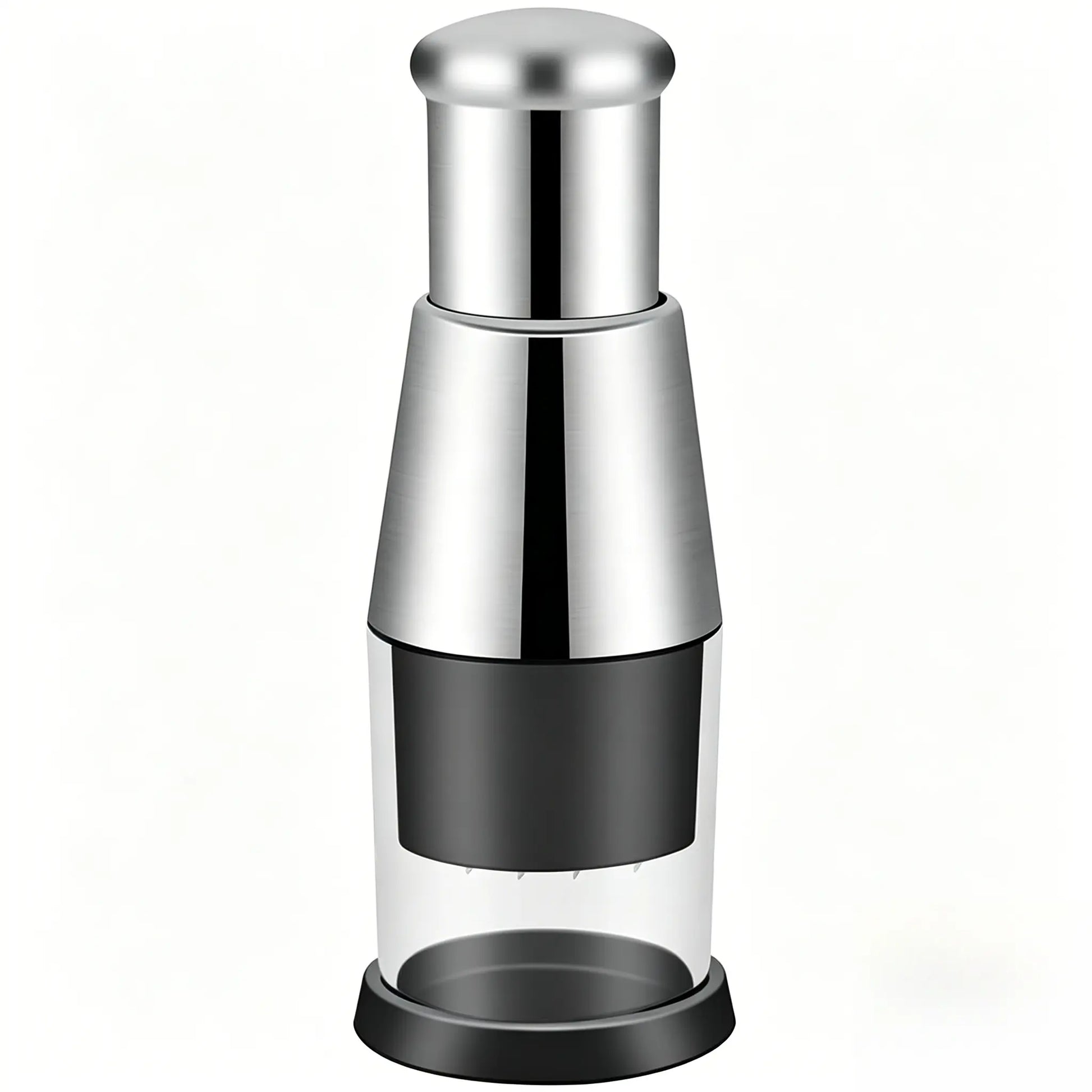 Multifunctional Stainless Steel Garlic and Onion Chopper - Manual Vegetable Cutter with Easy Clean Design, Silver Finish