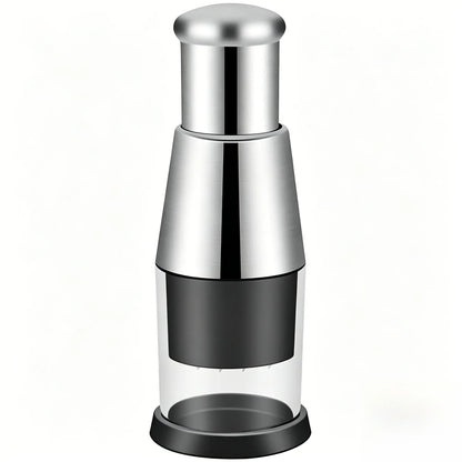 Multifunctional Stainless Steel Garlic and Onion Chopper - Manual Vegetable Cutter with Easy Clean Design, Silver Finish
