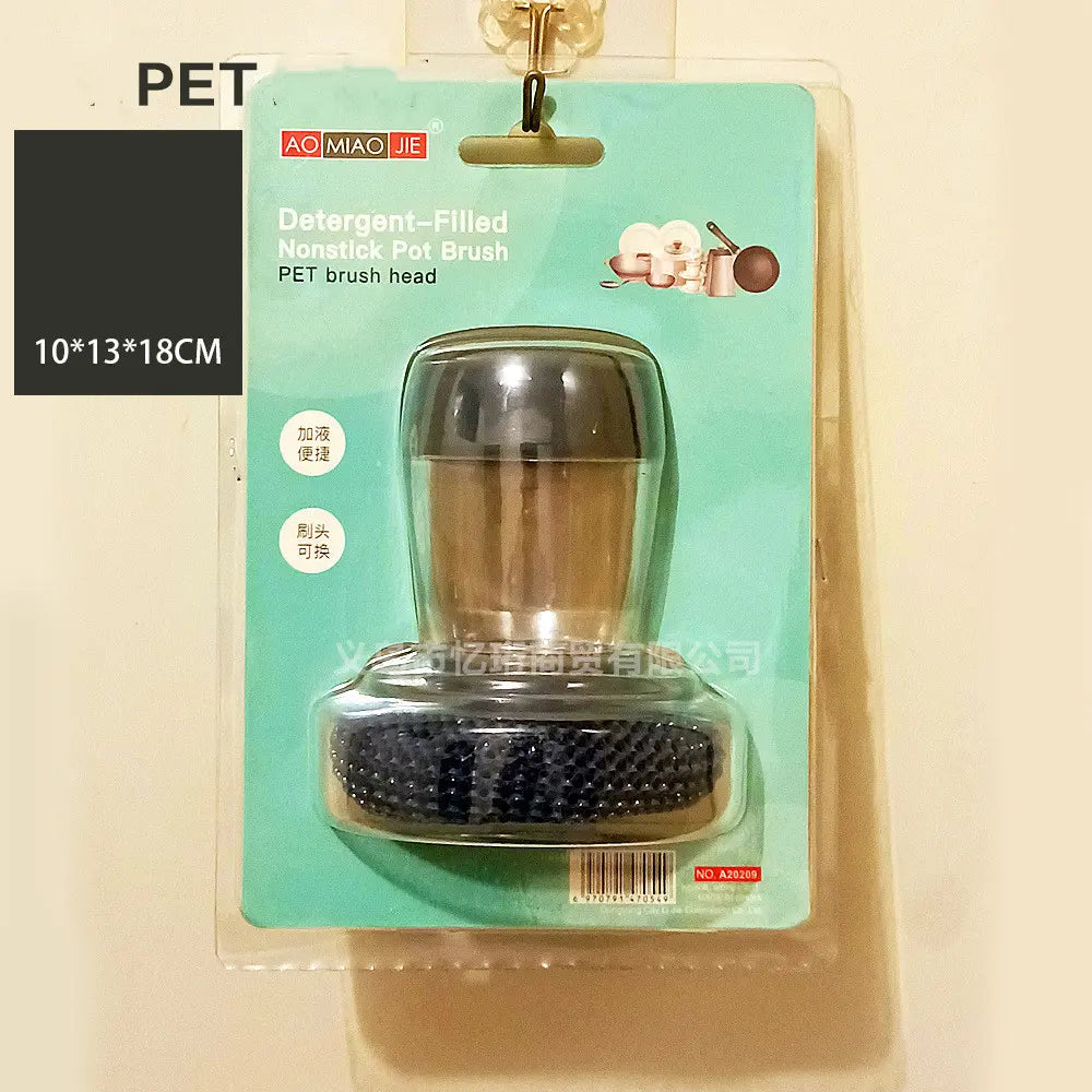 Professional Kitchen Soap Dispensing Palm Brush Cleaner with Push-Type Mechanism for Effective Scrubbing and Detailing